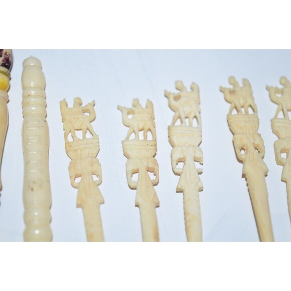 Vtg mixed lot Barware Celluloid plastic Cocktail Picks Appetizer Asian Lattice - Picture 6 of 11